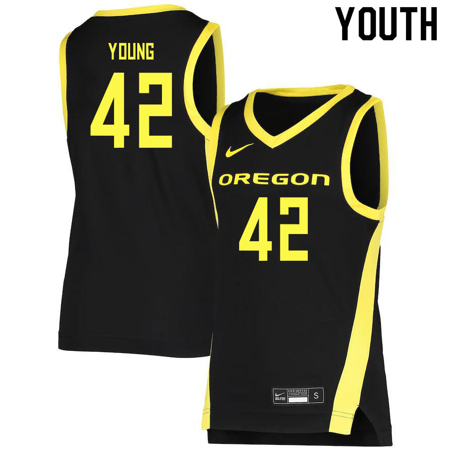 Youth # #42 Jacob Young Oregon Ducks College Basketball Jerseys Sale-Black